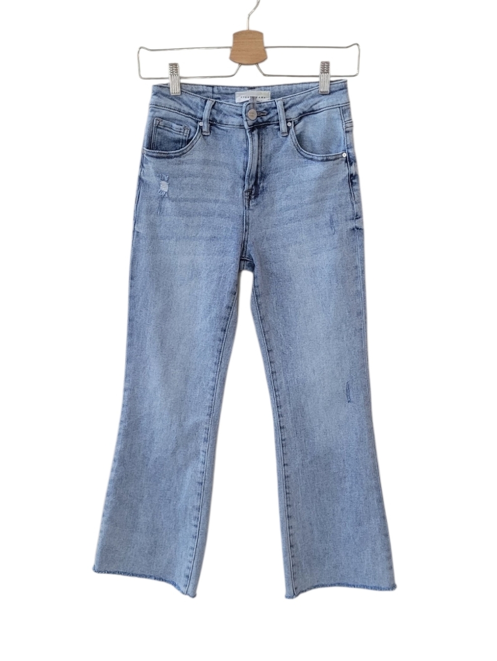 RISEN Distressed Raw Hem Kick Flare Jeans Size 3 l 26